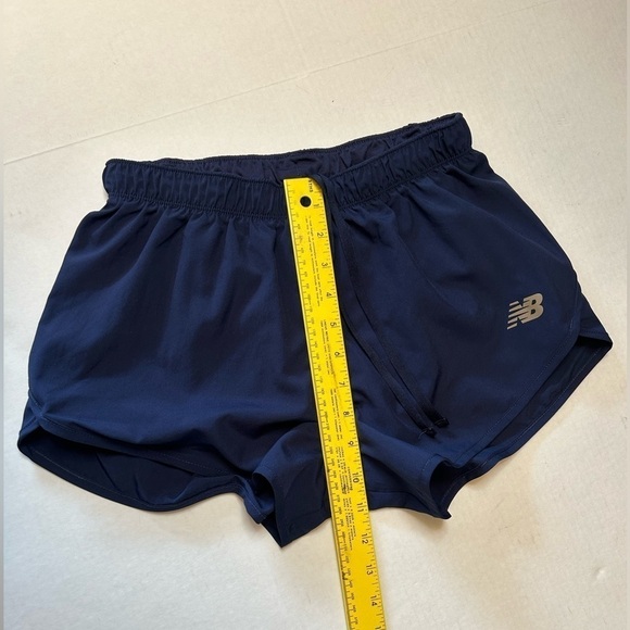 New Balance running lined athletic shorts in navy blue with grey logo Sz-XS H12 - Picture 10 of 10